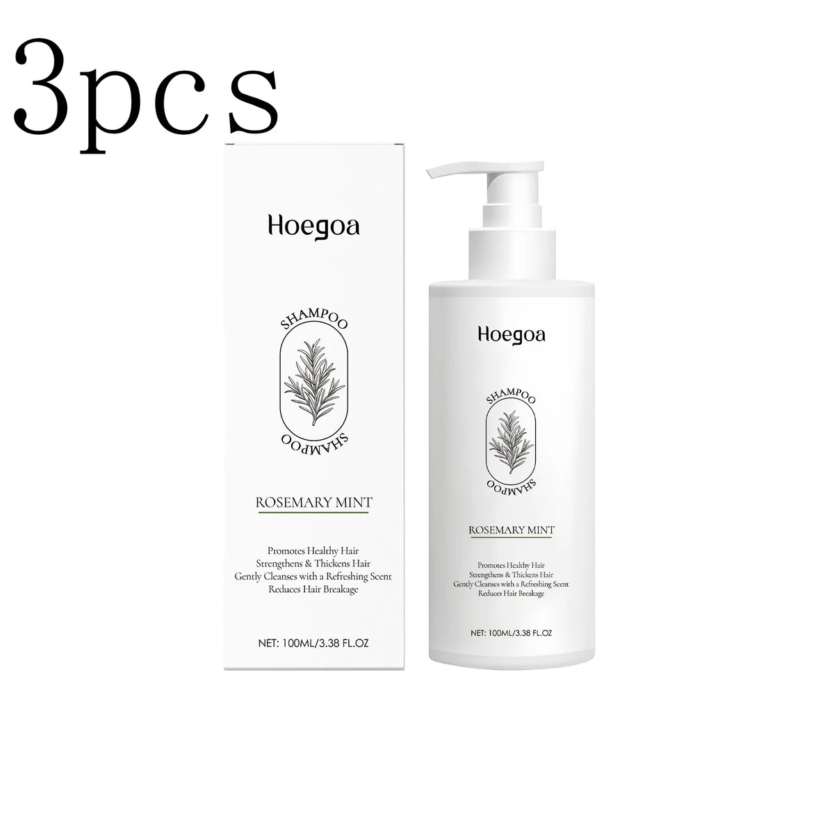 Rosemary & Mint Shampoo - A Shampoo for Enhancing Hair Shine, Cleansing Strands, Smoothing and Volumizing Hair Vue 3pcs