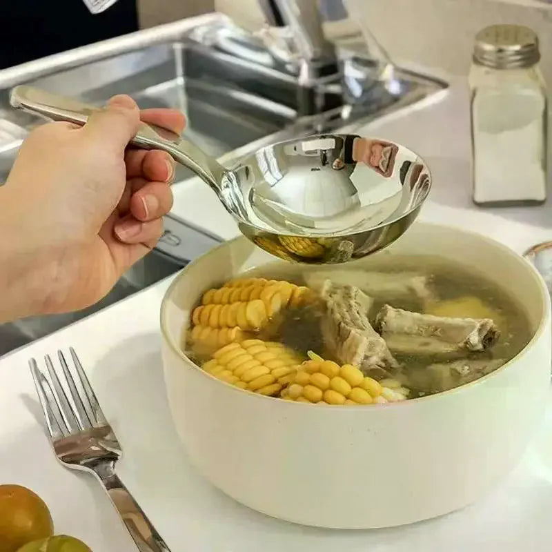 201 Stainless Steel Deepen Tablespoons Soup Ladle Short Handle Large Ramen Bouillon Spoon Kitchen Tableware Cooking Utensils Vue