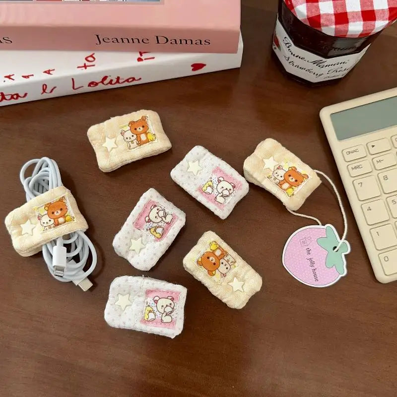 Cartoon Rilakkuma‌/Mashumaro Data Cable Storage Portable Charging Cable Fixed Organizer Portable Storage Tool Vue