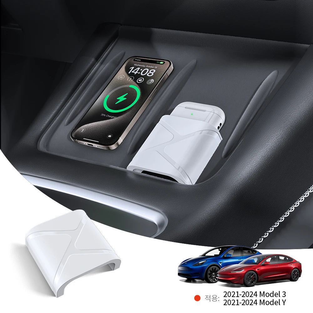 YZ For Tesla Model 3/Y Juniper Wireless Charging Protective Pad Material Upgrade Wireless Headset Limit Protective Accessories Vue