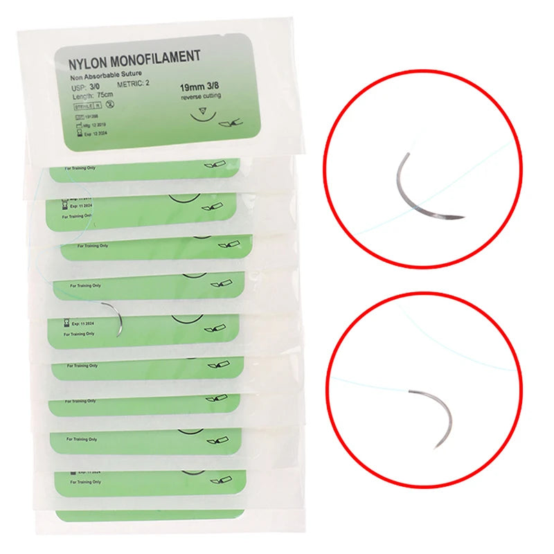 12Pcs Polypropylene Monofilament Thread Needle Surgical Suture Training thread suture practice kit Vue