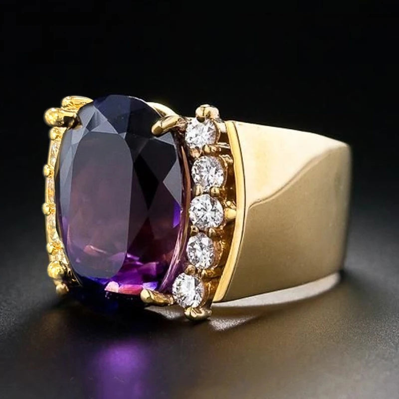 Huitan Purple CZ Wedding Ring for Women | Elegant Engagement Band Fashion Ring Vue