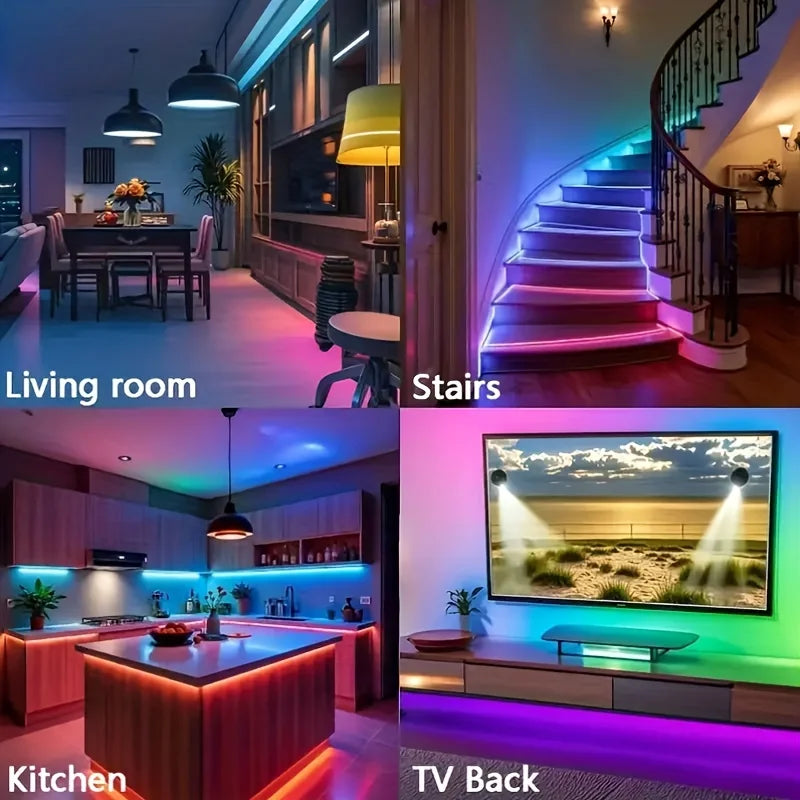 1-20M LED Strip Lights WS2812B RGBIC Music Sync Remote APP Control 5V USB Flexible Ribbon for Bedroom Party TV Backlight Decor Vue