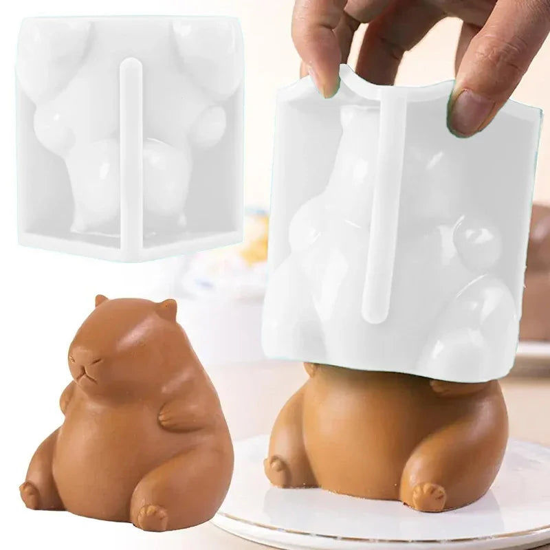 1-10PCS 3D Cartoon Silicone Molds Cat Rabbit Dinosaur Shapes for Pudding Mousse Cake Baking Dessert Tool Durable Easy Clean Vue