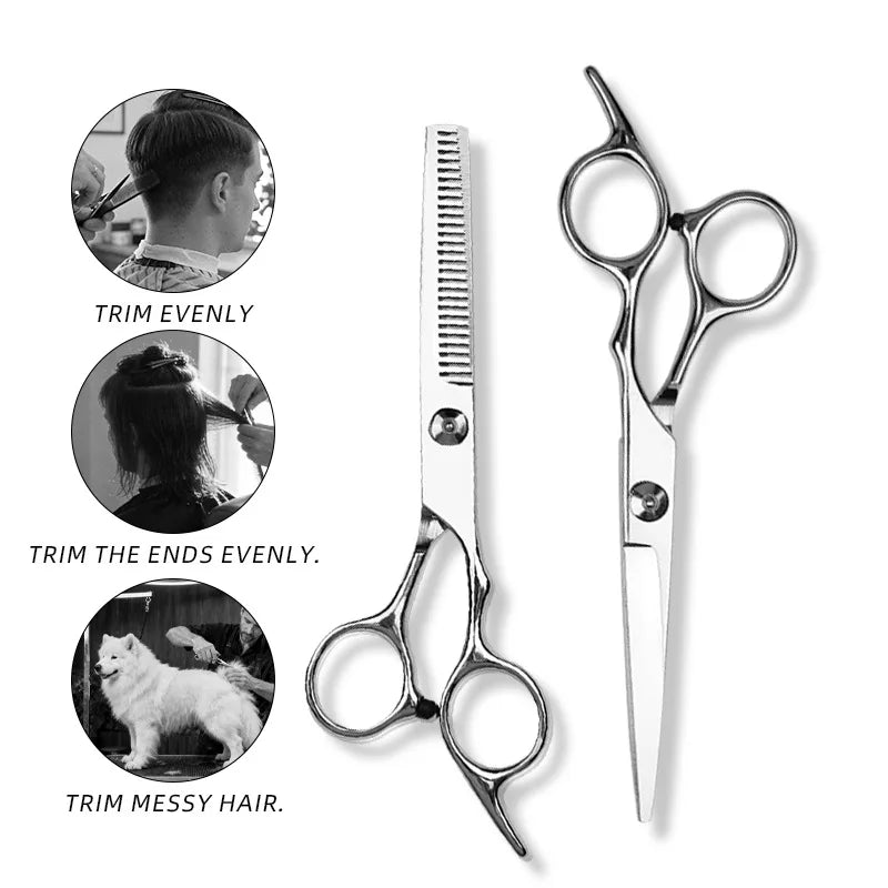 Hairdressing Scissors Stainless Hair Scissors Salon Cutting Scissors Barber Shop Thinning Shears Comb Razor Vue