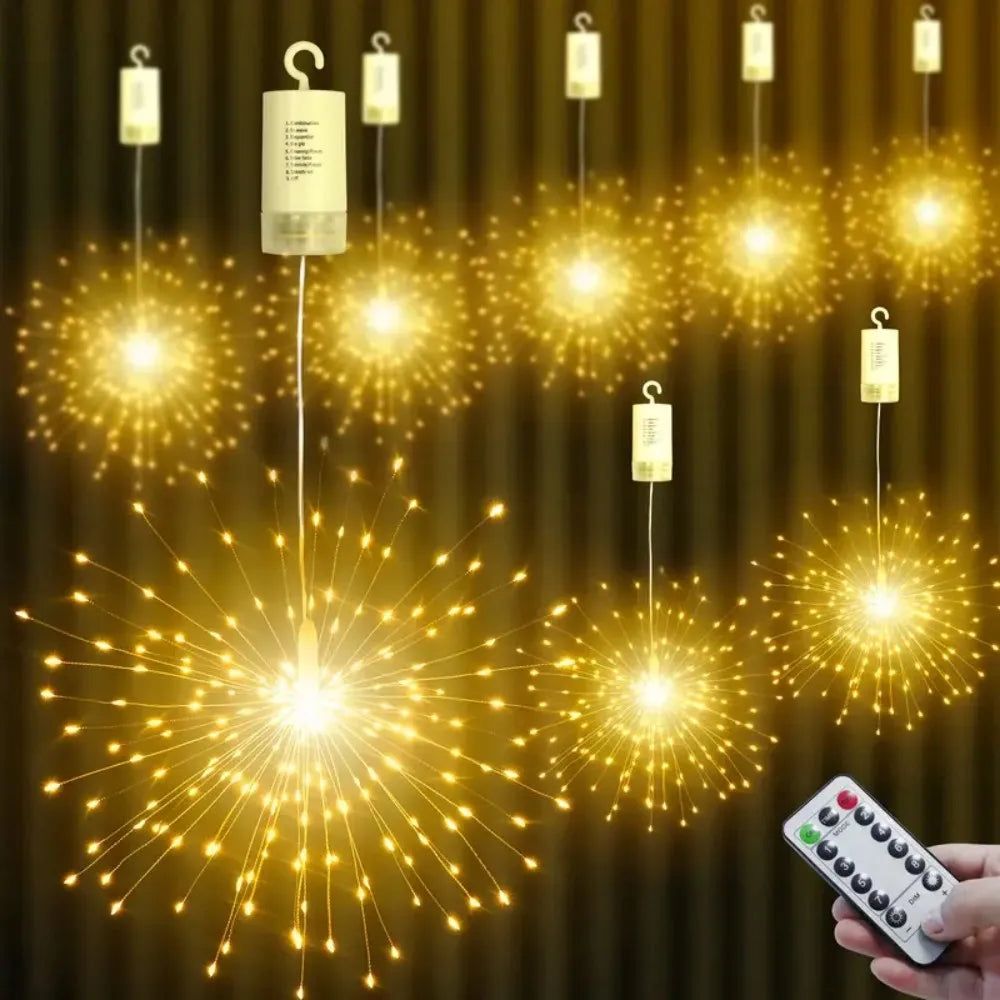1PC LED Copper Wire Firework Lights,Battery Powered 8 Modes Fairy Light for Home,Party,Wedding,outdoor,Garden Vue