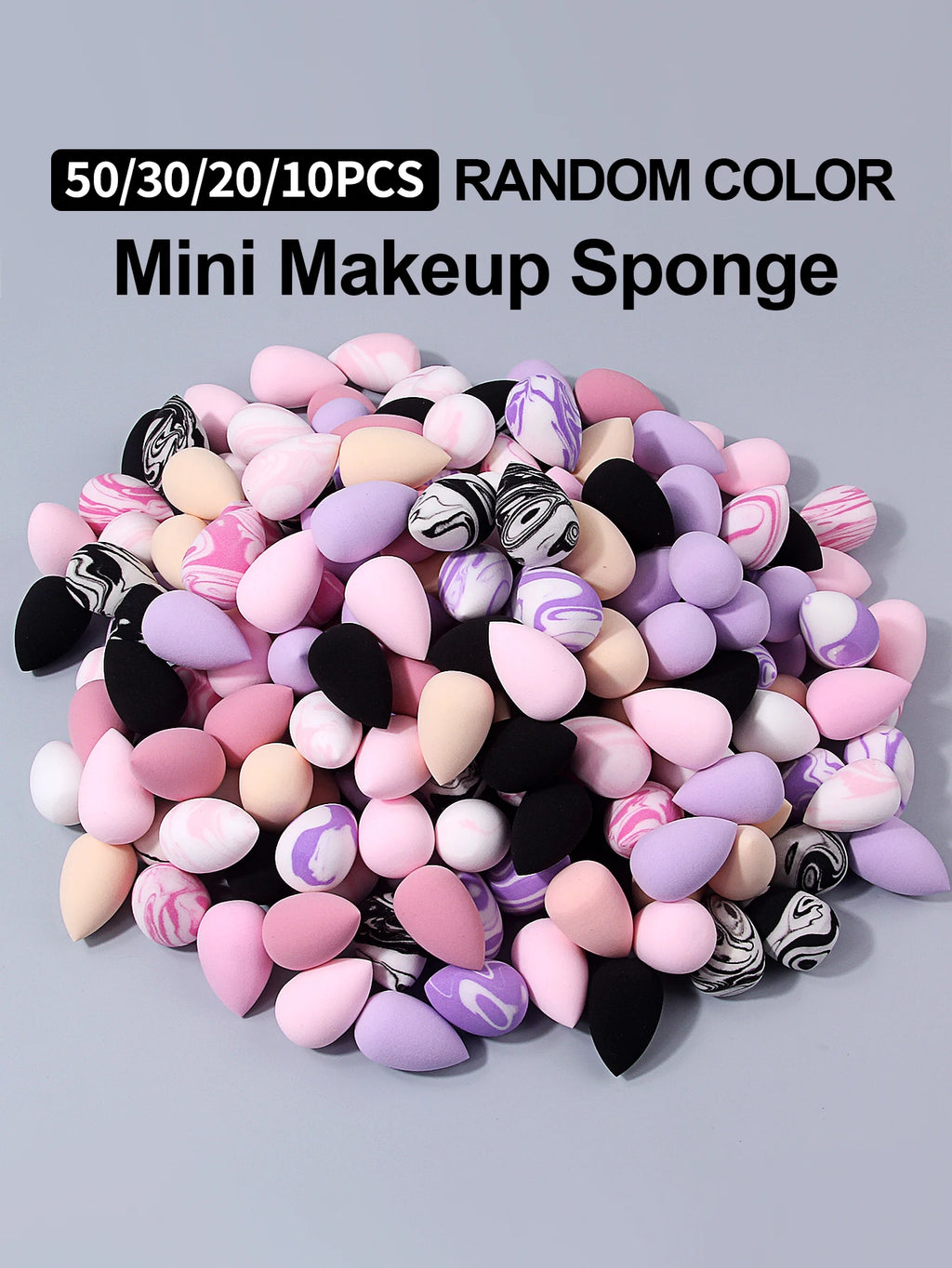 10/20/30/50cs Mini Makeup Sponge, Foundation Concealer Cosmetic Puff, Base Makeup Sponge Beauty Tool, Random Color Vue