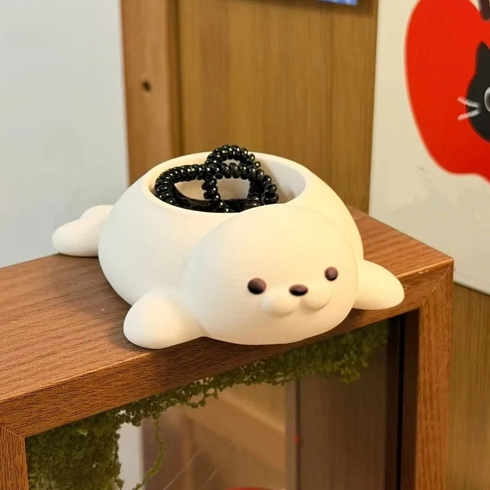 Cute Animal 3D Printed Seal Flowerpot Storage Box Home Decor Desktop Ornaments Funny Jewelry Holder Plant Flower Pot Living Room Vue