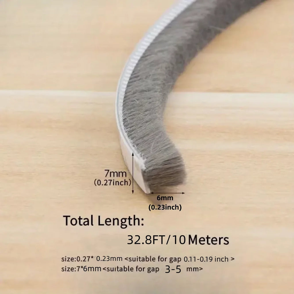 32.8 Feet Windproof Sealing Strip, Door and Window Sealing Strip, Self-Adhesive with Strong Adhesion, Soundproof, Airproof, Dustproof Vue GRAY 10M 6mm|7mm