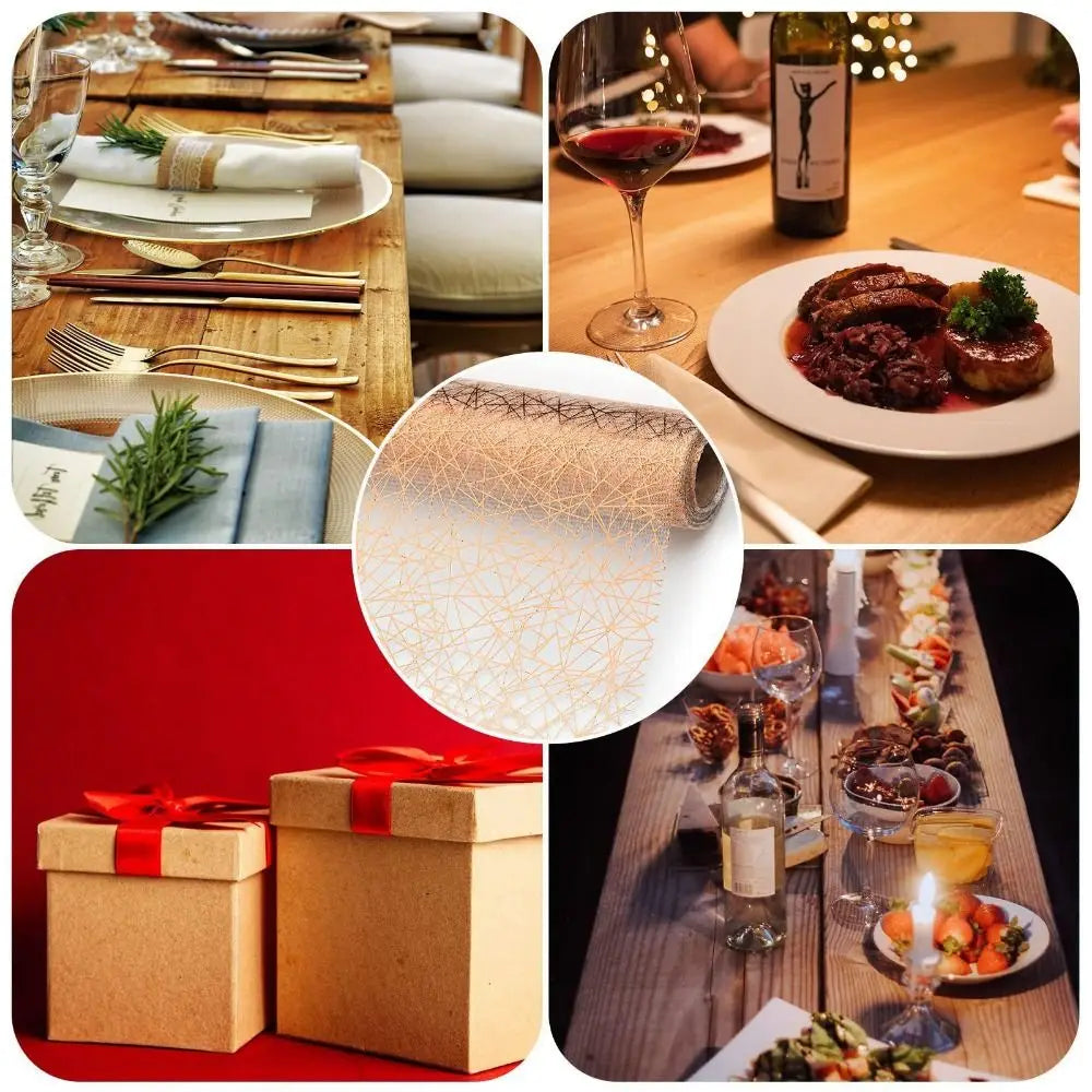 Mesh Glitter Metallic Table Runner Rectangle Bronzing Glitter Table Runner Shimmery Surface Thin Table Cloths Runner Vue