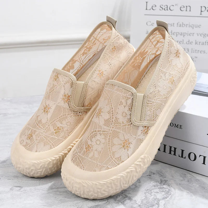 Women's Thick Sole Breathable Mesh Fisherman Flats | Casual Shoes Women's Casual Flats Vue WLS01-White 40