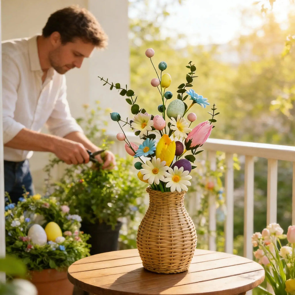 Easter Egg Floral Spring Stem Decorations 44x12cm Easter Egg Stems Flowers for Floral Arrangement Party Vase Table Centerpiece Vue