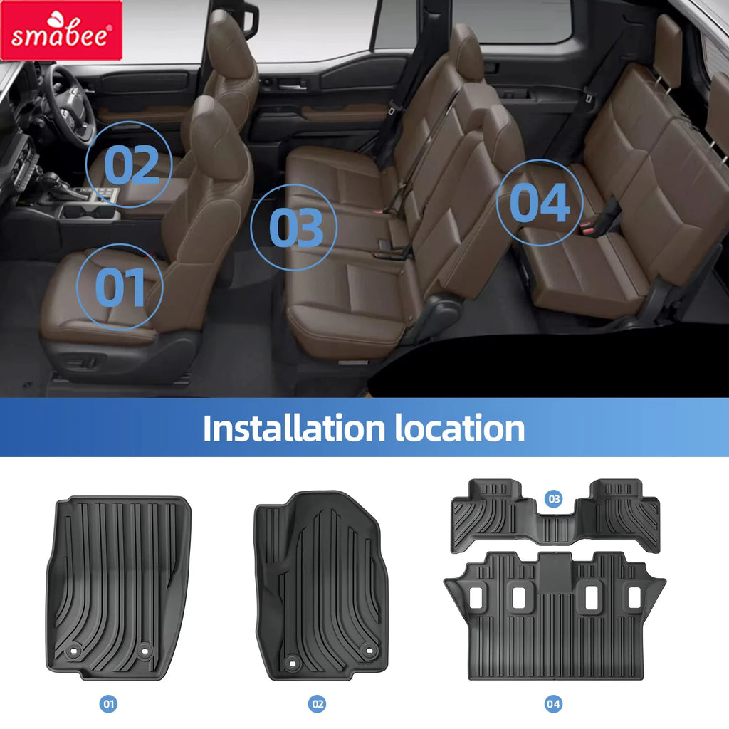 Smabee Right Drive for Toyota Land Cruiser Prado J250 7seat Fuel 2024 Car Floor Mats Trunk Pad TPE 3D Foot Mat Accessories Vue