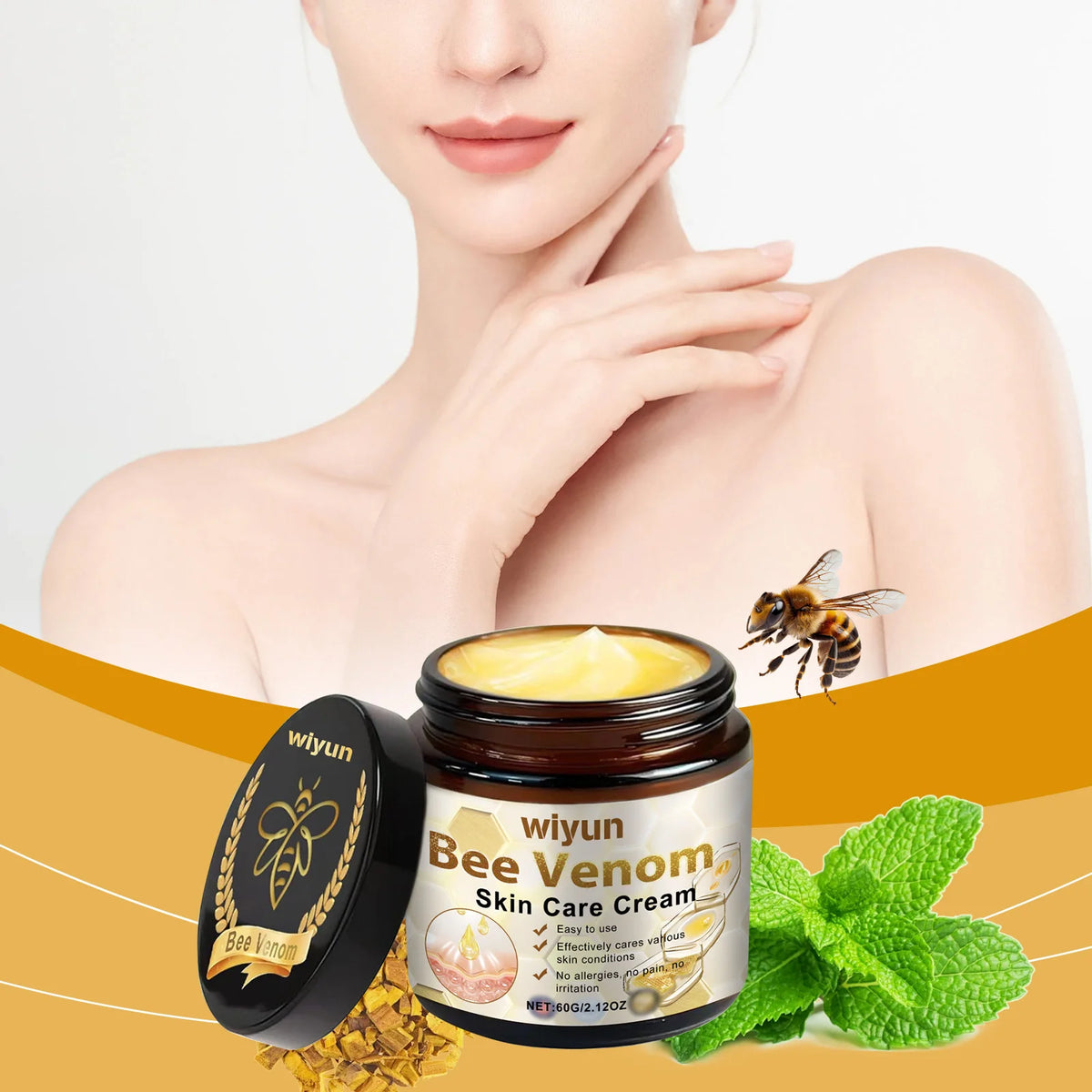 Bee Venom Skin Gentle Skin Cleansing Skin Care Cream Reduce Itchiness Strengthen Barrier Moisturizing Knee Body Massage Cream Vue