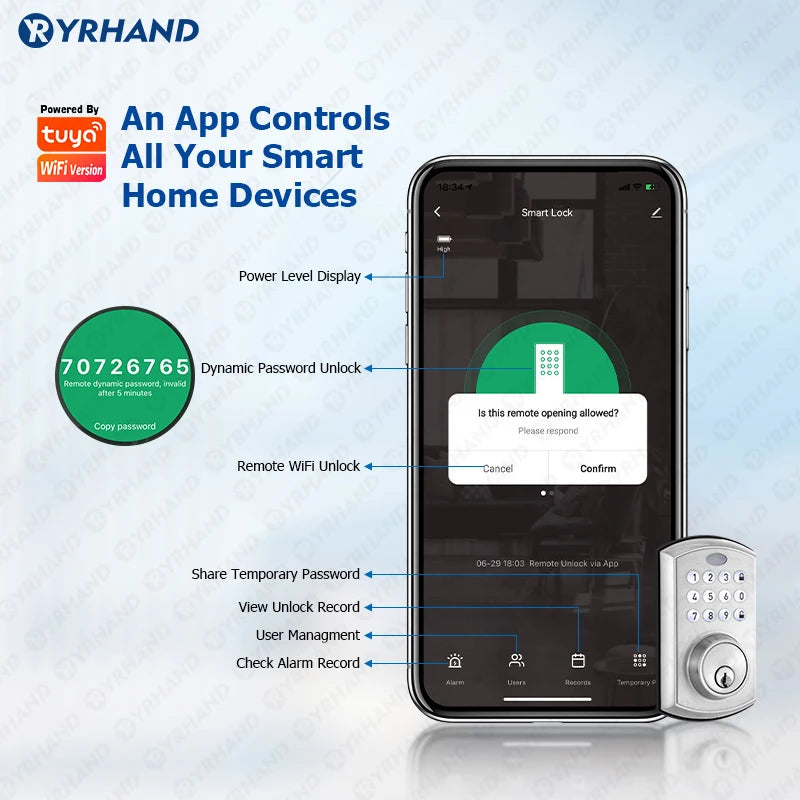 US Deadbolt Smart Lock remote controller Password/IC Card biometric lock Electronic Auto Lock For Home smart lock door Vue