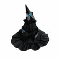 Gothic Halloween Hat Tall Pointed Cone Top Butterfly Hair Clips Women's Wizard Cap Removable Bendable Ruched Masquerade Cap Vue Black
