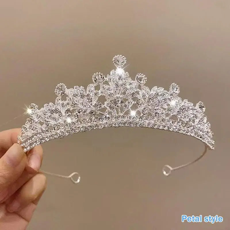 Wedding Hair Tiara Crystal Bridal Tiara Crown Silver Color Diadem Veil Tiaras Wedding Hair Accessories Headpieces Head Jewelry Vue A13