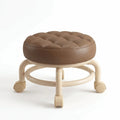 Round Shape Sliding Wheel Stool Universal Wheel Contrasting Color Small Stool Solid Frame Padded Seat Shoe Changing Stool Vue Coffee
