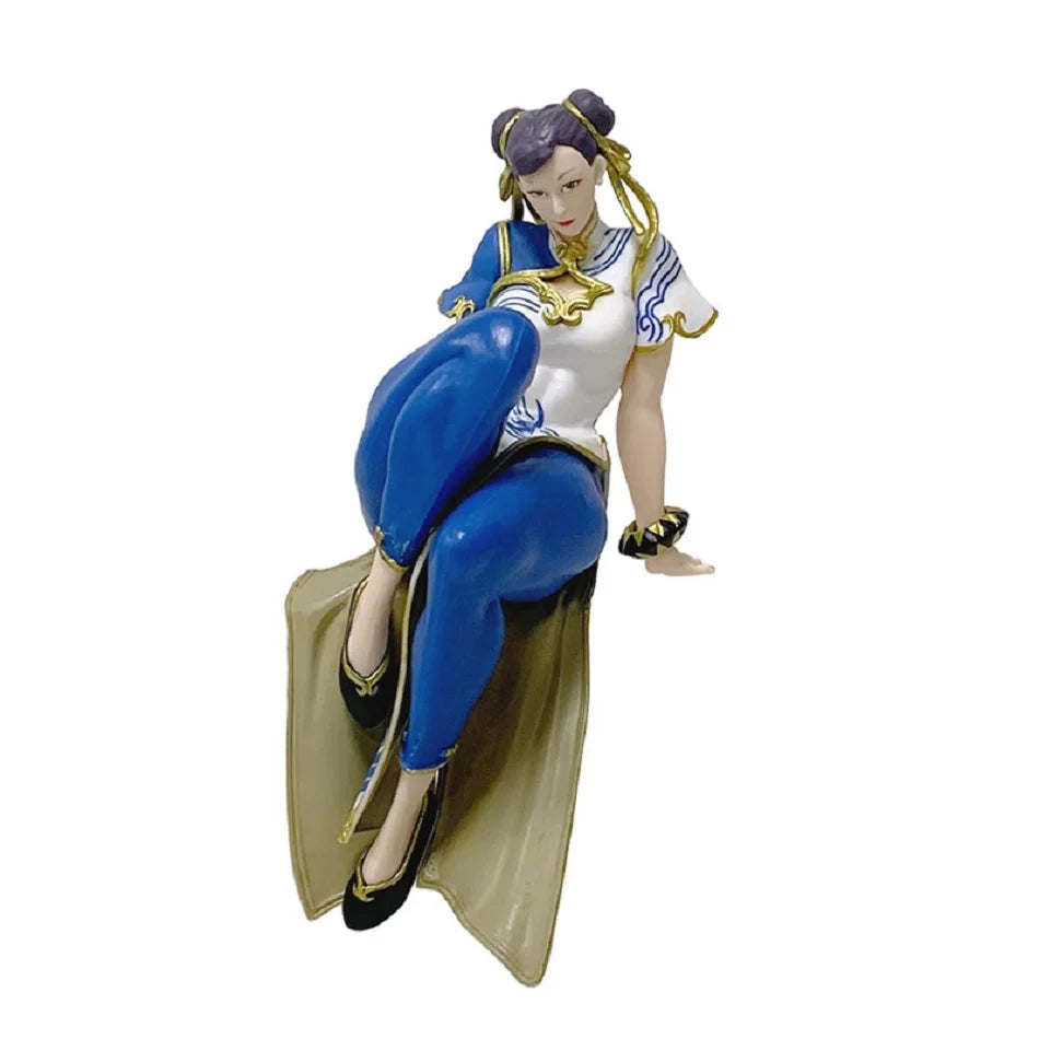 14cm Anime Game Street Fighter Figure Ryu Chun-Li Action Figure Sitting Posture Figurine Decor PVC Model Fans Collection Toys Vue No Box