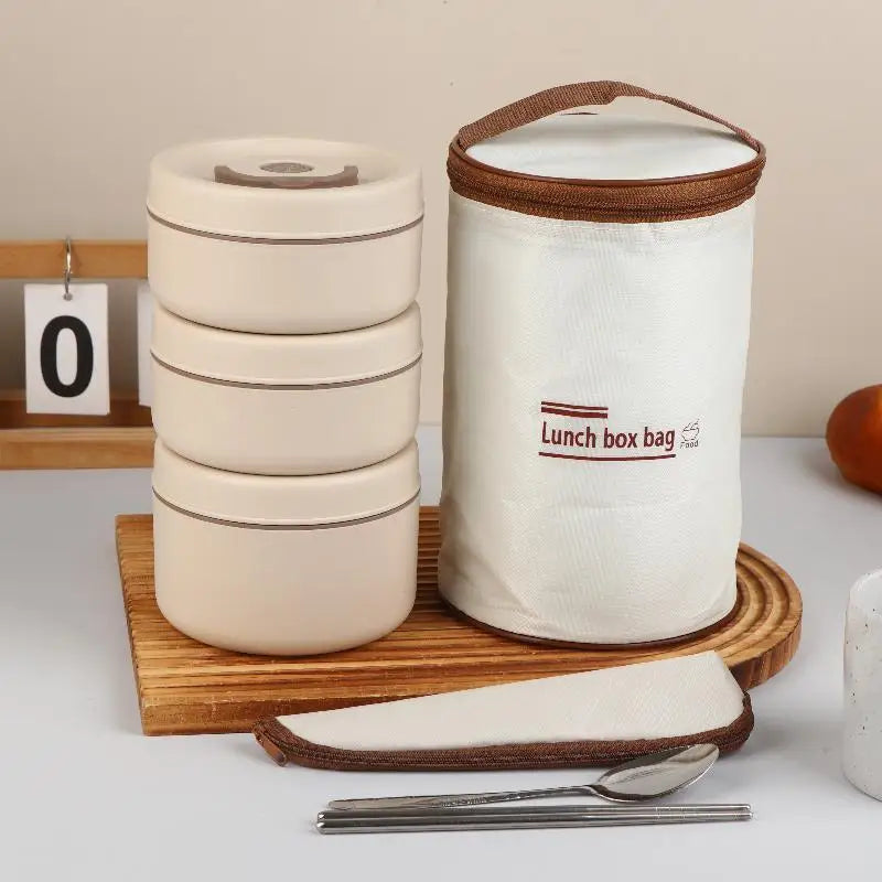 Portable Stainless Steel Thermal Lunch Box With Bag Large Capacity Multi Layer Thermos Bento Box BPA Free Food Container〔CC11〕 Vue A2