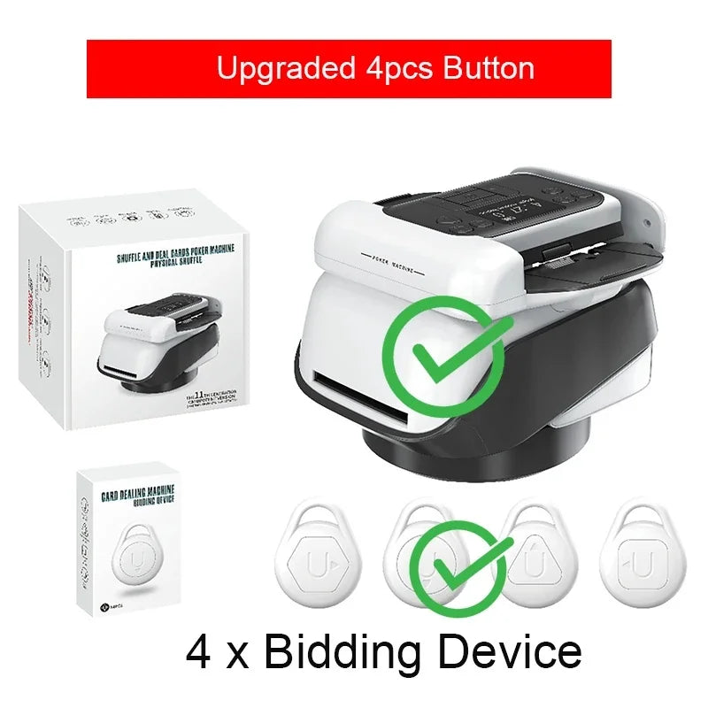 Automatic Cards Dealer 2 Decks Cards Shuffler Shuffling Dealing Playing Cards Distribution Machine for Outdoor Camping Parties Vue Upgraded 4pcs Button