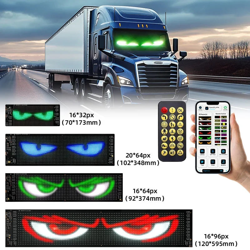 Dynamic Devil Eyes Light for Cars Truck Windshield Programmable LED Display Flexible Soft Screen Bluetooth APP Remote Control Vue