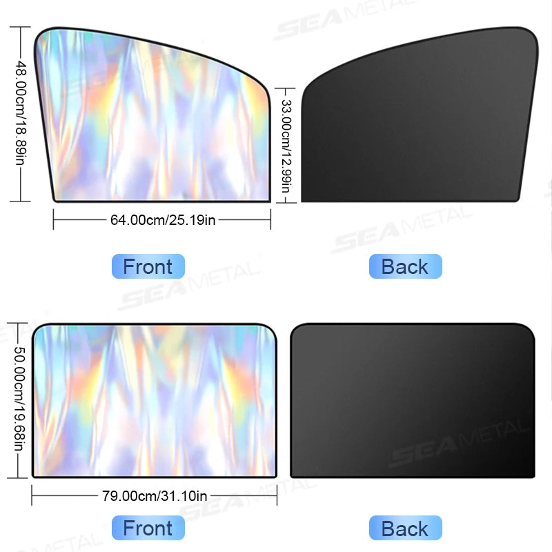 SEAMETAL 2Pcs Magnetic Car Side Window Sun Shade Curtains Front/Rear Window Sun Protection Cover UV Blocking Car Privacy Curtain Vue