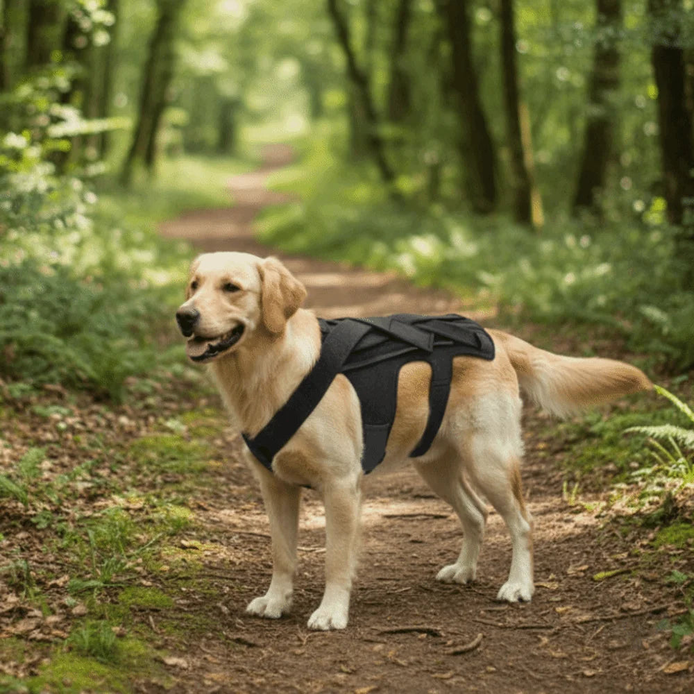 Adjustable Dog Back Support Vest Breathable Back Protector Pet Mobility Aid Comfortable Dog Back Brace Rehabilitation Vue