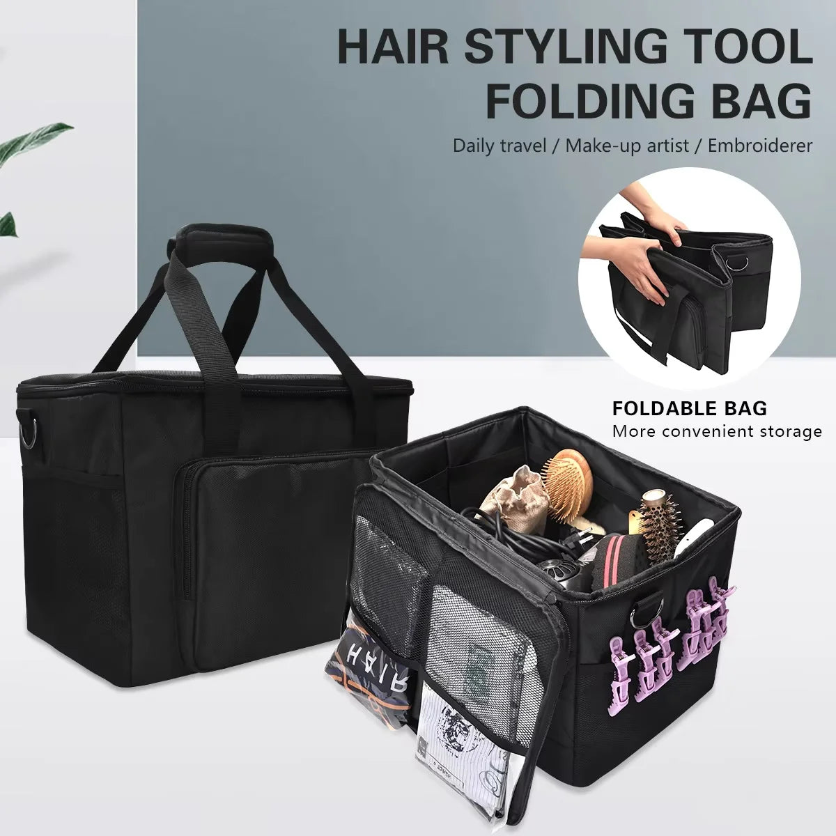 Salon Barber Fold Bag Large Capacity Scissor Tools Storage Hairdressing Cosmetic Organizer Grooming Travel Bags Makeup Case Vue