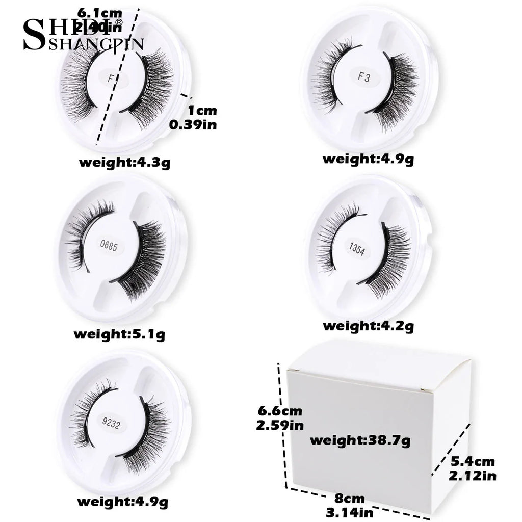 5 Styles 1 boxes Reusable Magnetic Eyelashes Tweezers Set Lash Extension Natural Curler 3-Step Press On False Eyelashes in bulk Vue