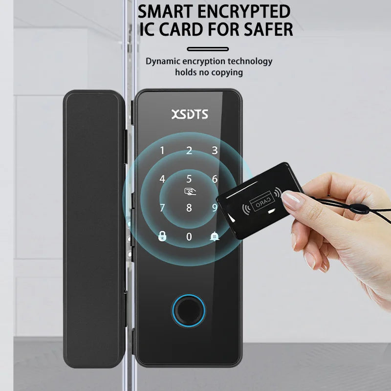 TT-Lock Smart Glass Door Lock Bluetooth Biometric Fingerprint Password Card Electronic Digital Lock Office Business Departments Vue