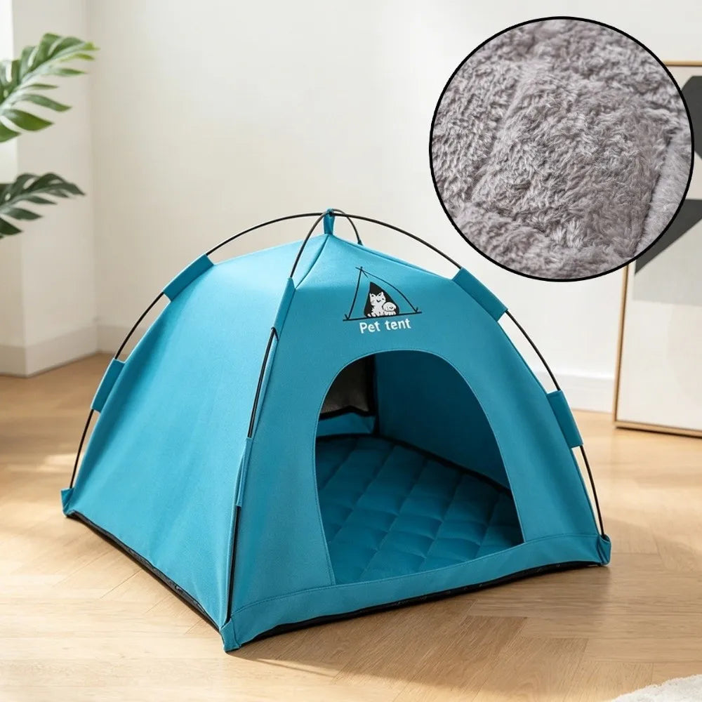 Pet Cage Breathable Pet Tent House Comfortable with Double-sided Mat Feral Cat Shelter Portable Outdoor Pet Tent Travel Vue Blue S