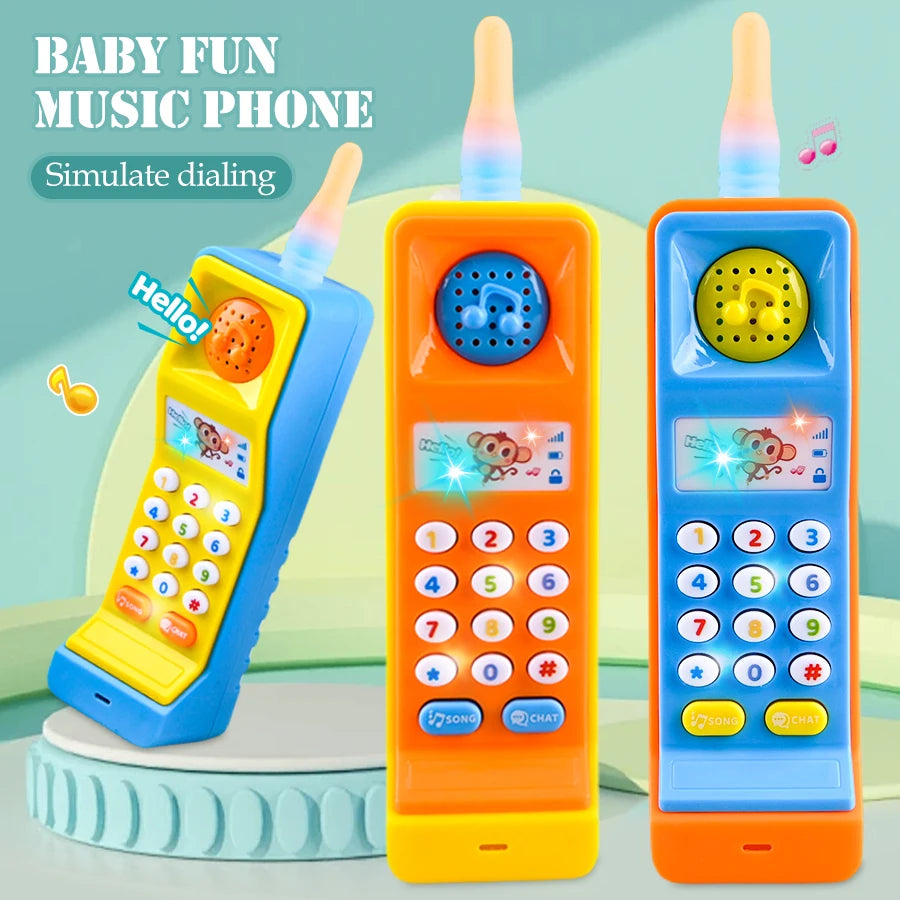 Mobile Phone Toys, Smart Phone Music Light Sound Pretend Play Baby Learning Smartphone Toy Gifts for Kids not include battery Vue