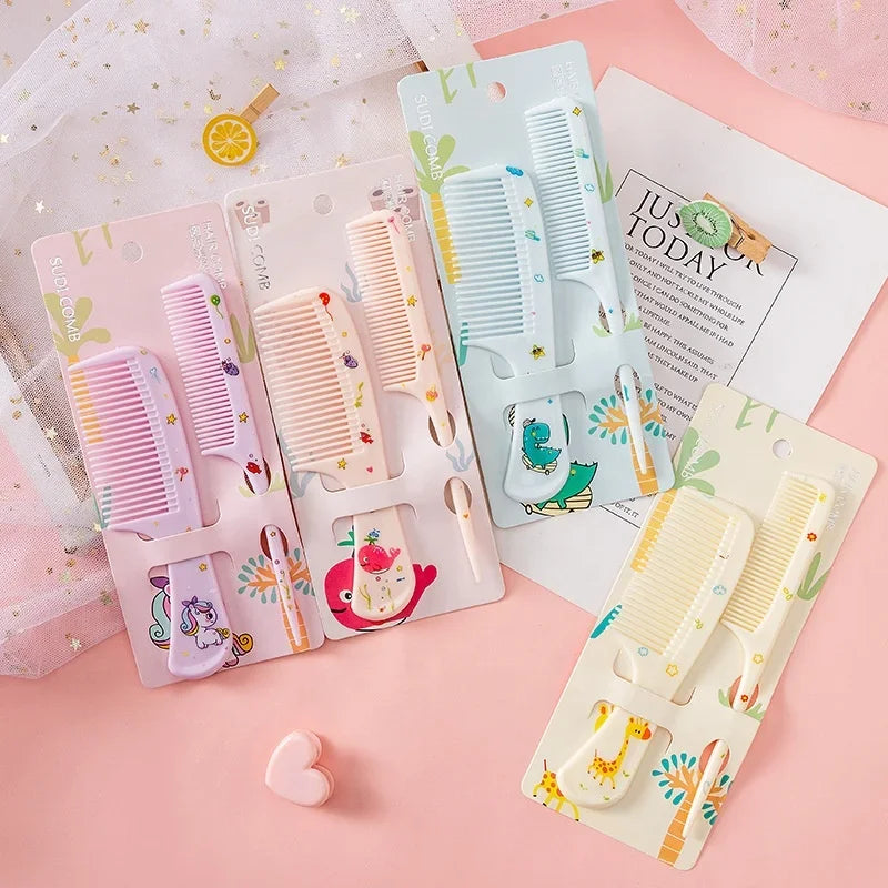 2Pcs For Girls Hair Comb Hair Comb Cartoon Baby Child Kids Set Cute Portable Anti-Static Plastic Hairdressing Comb Hairdressing Vue