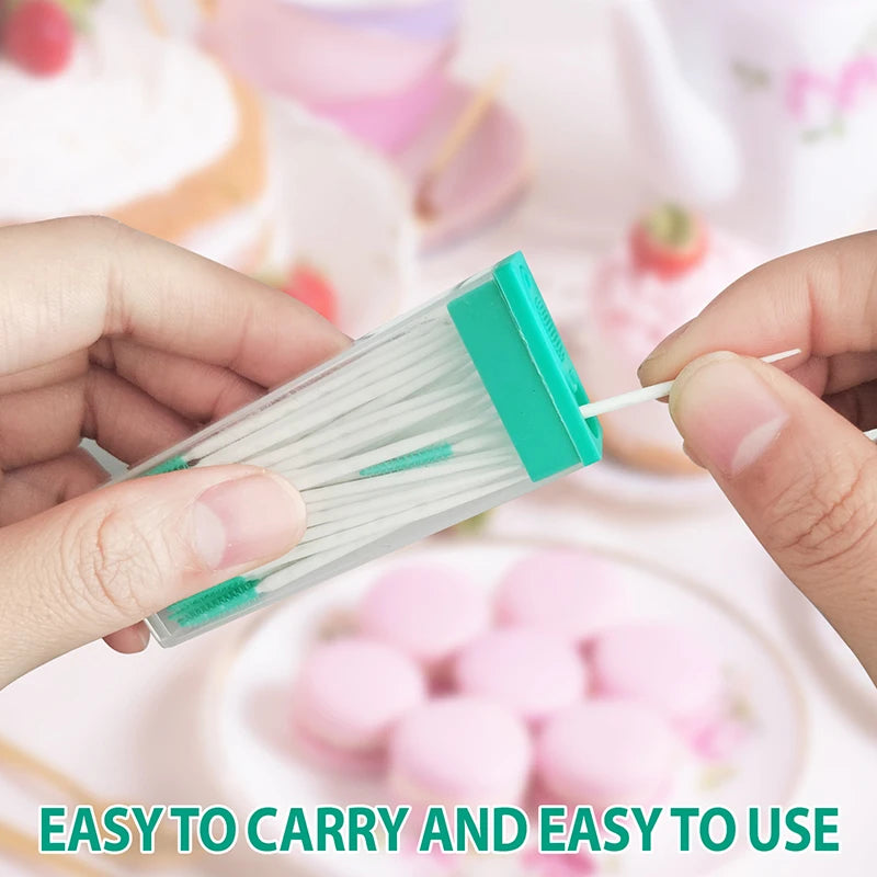 100Pcs/Box Interdental Silicone Brushes Dental Toothpicks Brush Between Teeth With Thread Oral Cleaning Tools Vue