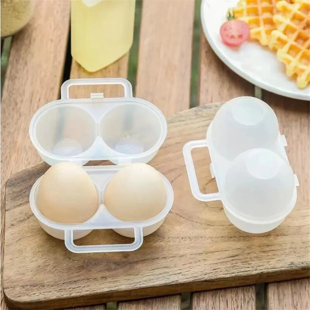 vvocci Outdoor Portable Egg Box Shockproof and Drop-resistant Transparent Two-compartment Egg Tray Crush-proof Picnic Camping Vue
