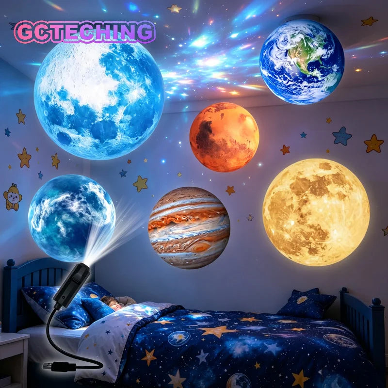 USB Projector Light Halloween Moon Lamp Christmas Holiday Night Light Rotatable Scenes Projector for Wall Ceiling Decor Lighting Vue