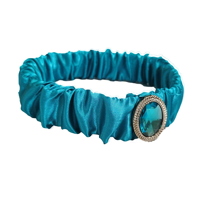 1PCS Girls Jasmine Blue Headbands Large Crystal Children Headwear Arabian Princess Hair Bands For Cosplay Party Hair Accessories Vue A2