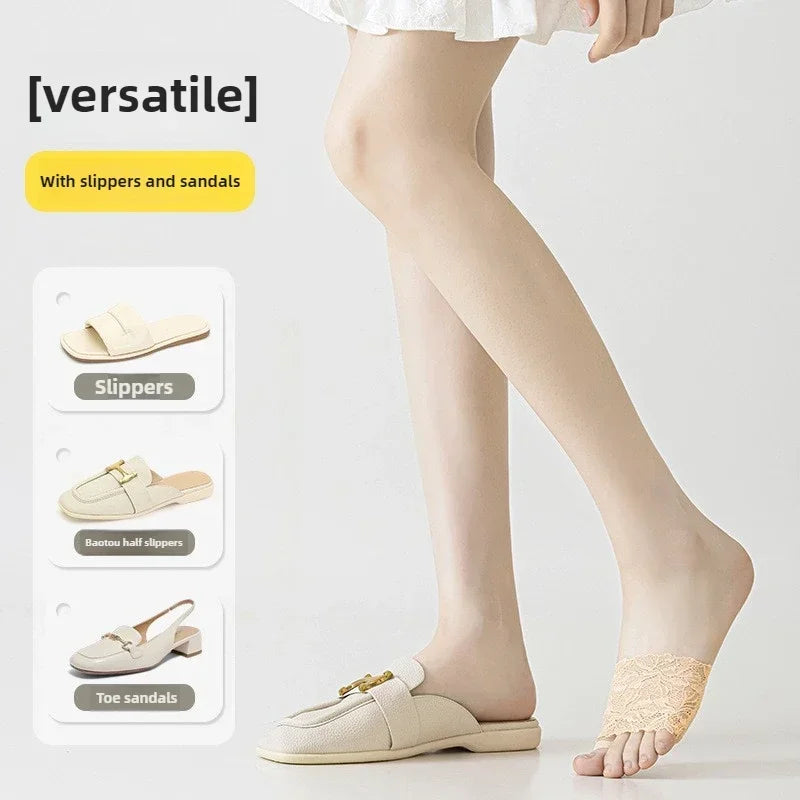 1-10Pairs Women Half Toe Socks Lace Trim No Show Anti Slip for High Heels Pumps Flats Breathable Thin Invisible Summer Vue