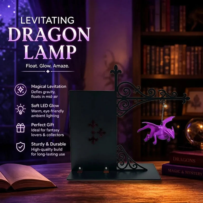 Gothic Dragon Bookend Night Light | Purple LED Shelf Decor Decorative Night Light Vue