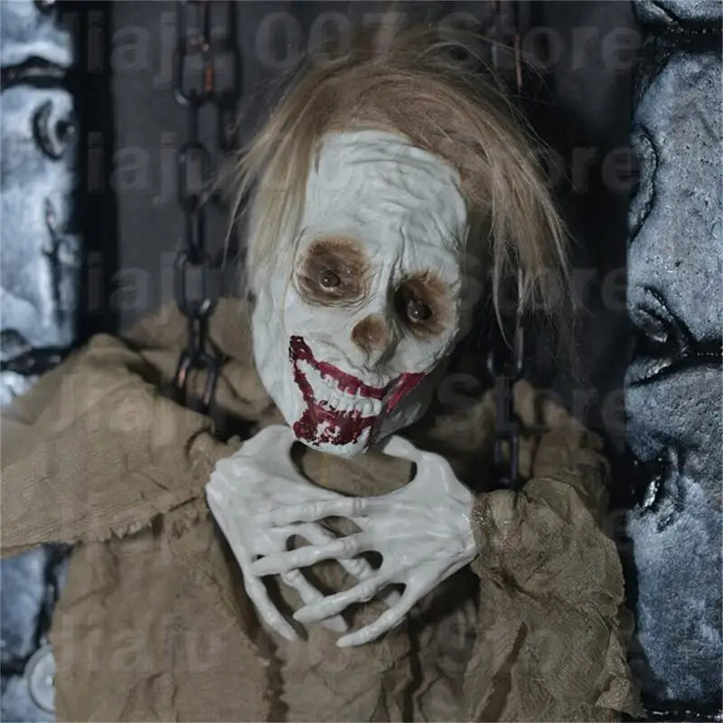 Motion-Activated Hanging Ghost Gravestone | Glowing Eyes & Sounds Halloween Decoration Vue