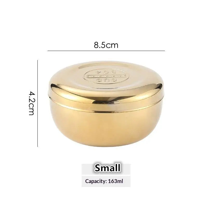 Stainless Steel Bowl Korean Big Cooked Rice Bowl With Cover Single Layer Steamed Rice Bowl Child Anti-Scalding/fall Tableware Vue Gold Small
