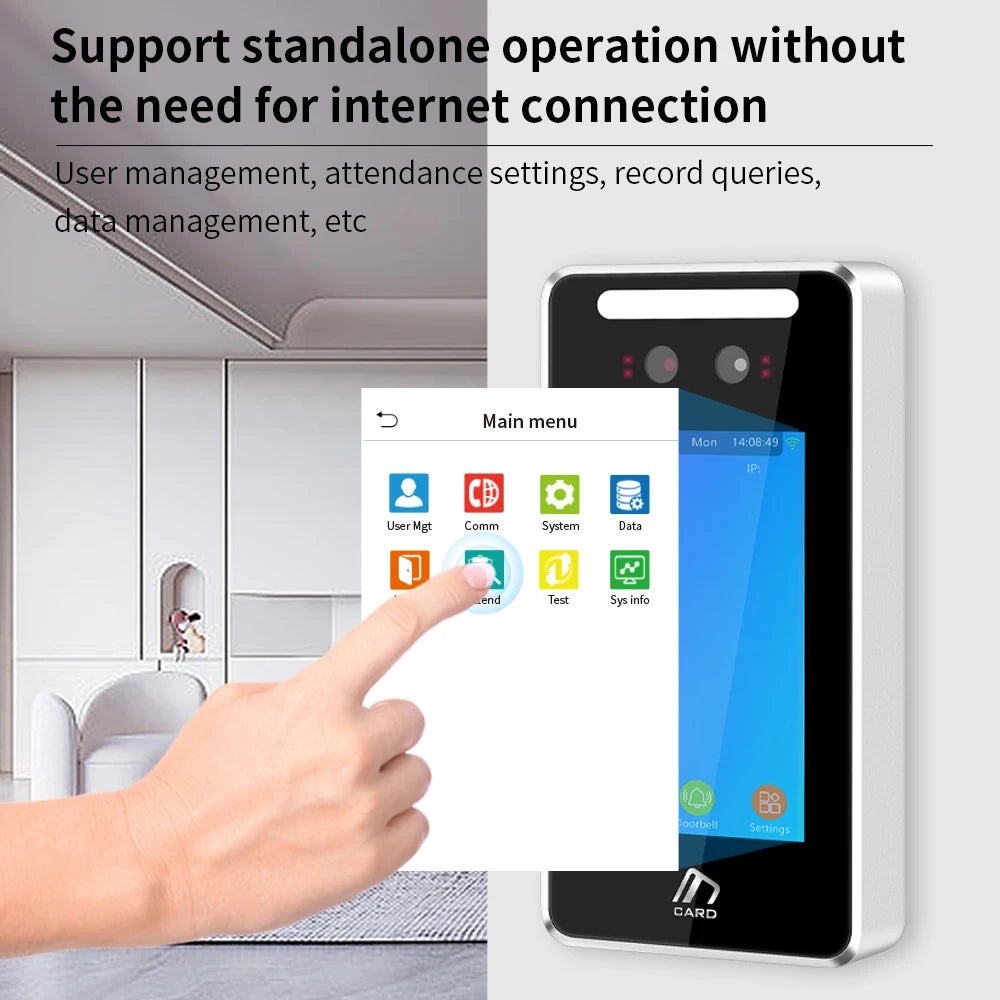 Asia Teco World Debut 4inch 5000user TCP/IP WIFI Dynamic Face Recognition Access Control Attendance Machine with Mask detection Vue