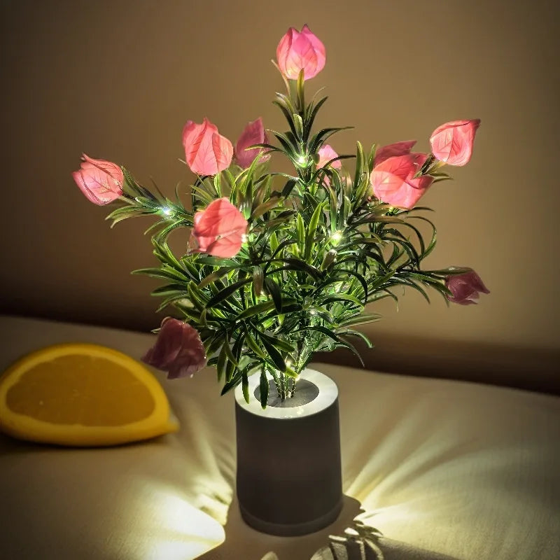 Night Light Battery Power Gardenia Flower Lights Interior Lighting Bedroom Desktop Decoration Table Lamp Night Lamps N008 Vue Pink