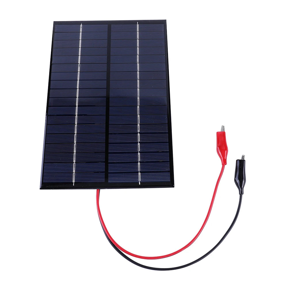 8W 18V Portable Solar Panel Waterproof Mini Small Solar Panel Module with Clip Solar Battery Charger for 12-18V Battery Charging Vue
