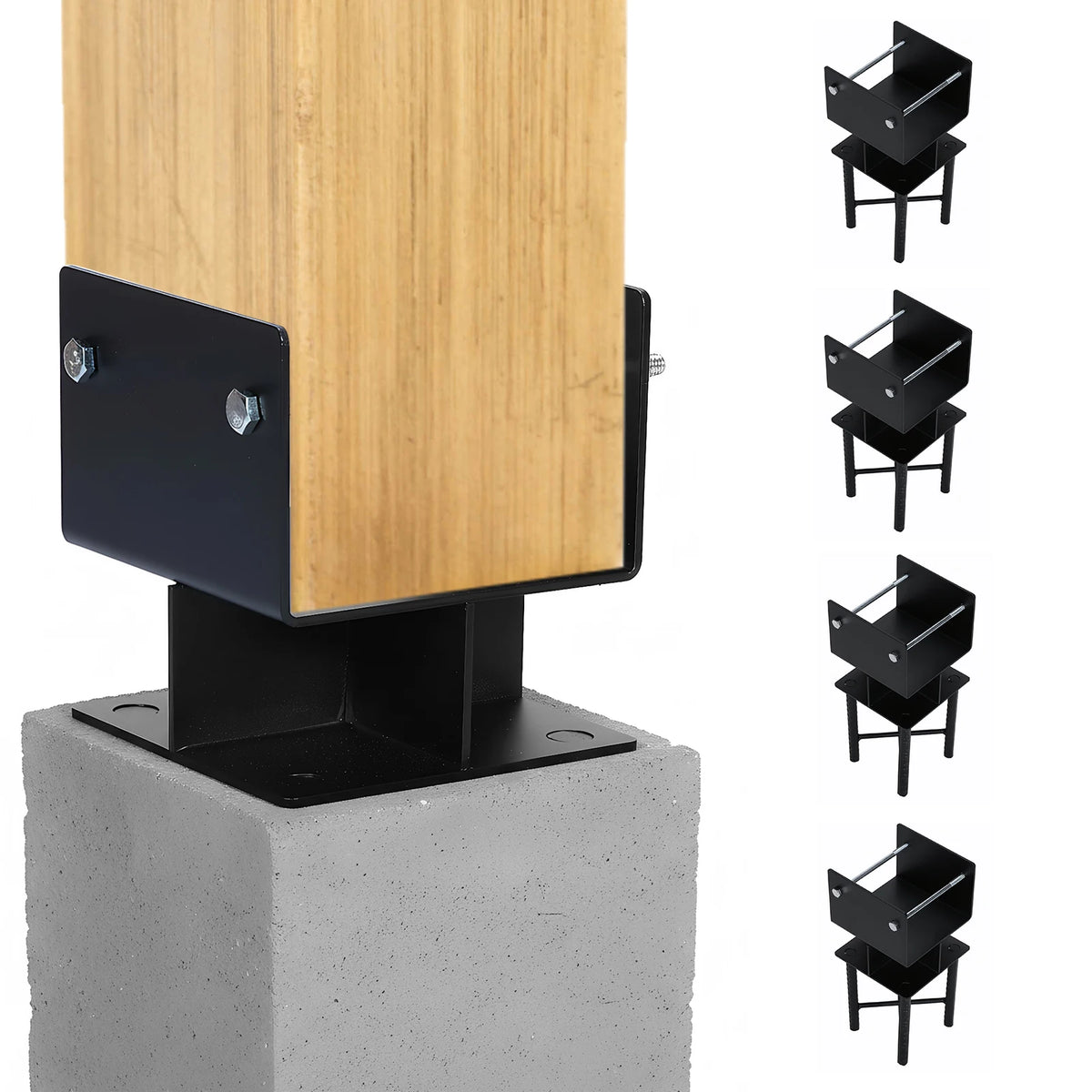 4-Pack 6x6 Post Base Brackets U-Shaped Steel for Concrete Pergola Post Base Bracket Vue