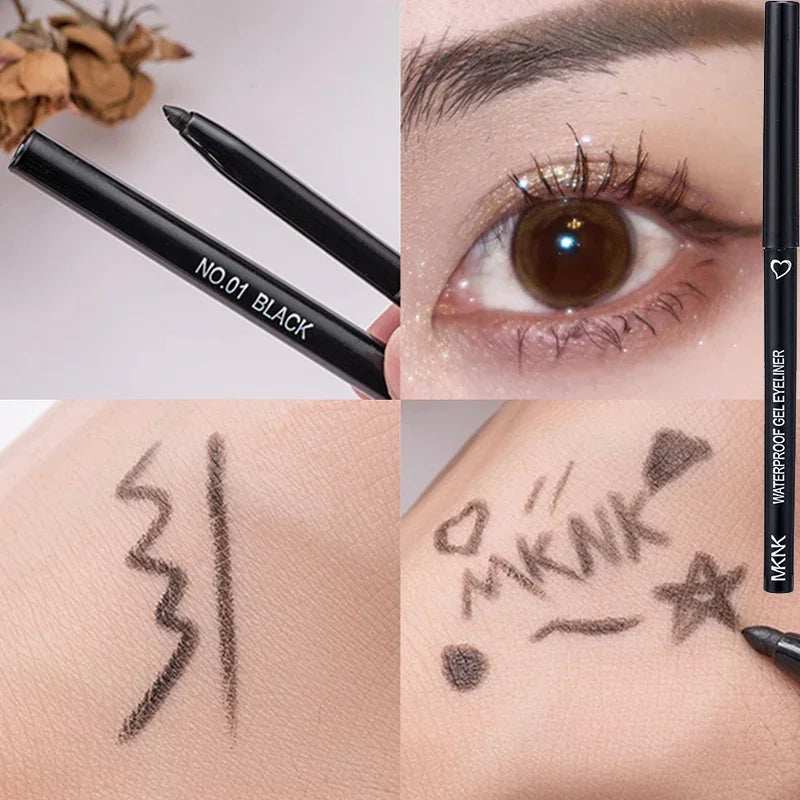 Matte Silkworm Eyeliner Pen Lasting Waterproof Not Blooming Shiny Quick Drying Eye Liner Gel Pen Brown Eye Shadow Pen Makeup Vue 01 Black