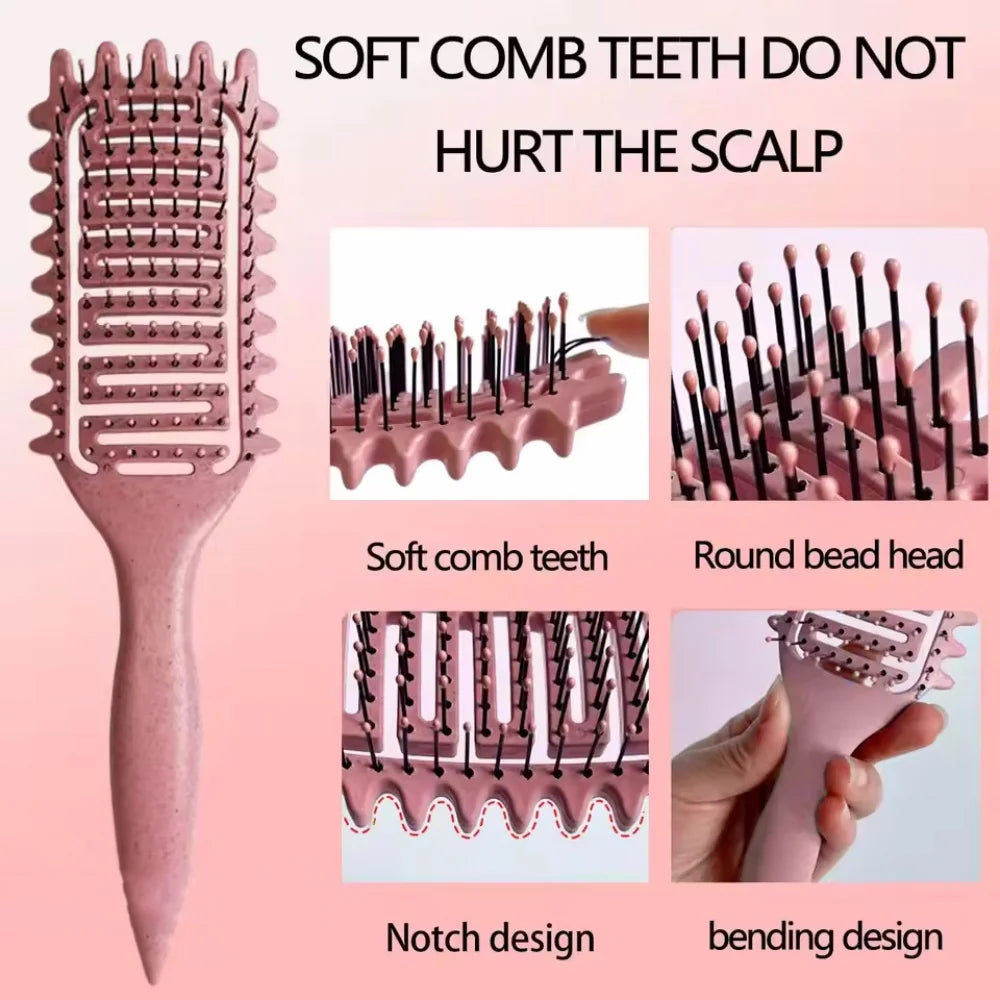 New Scalp Detangling Brush Curly Hair Scalp Massage Hair Comb Air Cushion Comb Natural Bristles Hair Styling Barber Tools Vue
