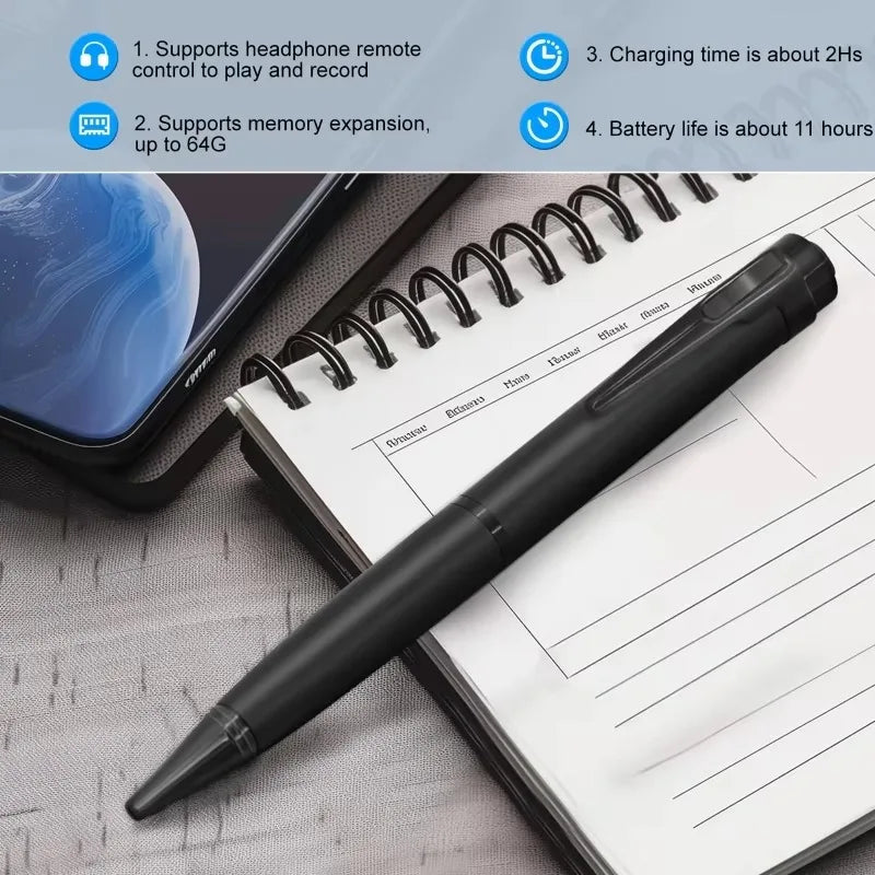 8GB-128GB Digital Voice Recorder Professional Audio Record Noise Reduce Dictaphone MP3 Player Business Meeting Recording Pen Vue