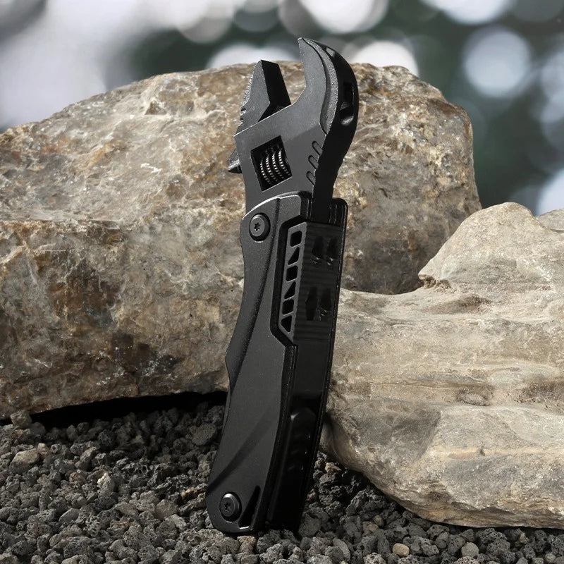 Outdoor camping multi-function wrench pliers, multi-purpose movable wrench folding knife saw EDC wrench combination tool Vue